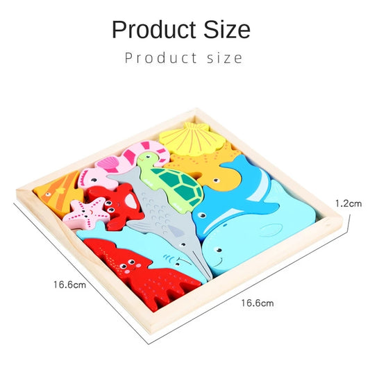 3D Cartoon Animal Wooden Puzzle for Early Learning